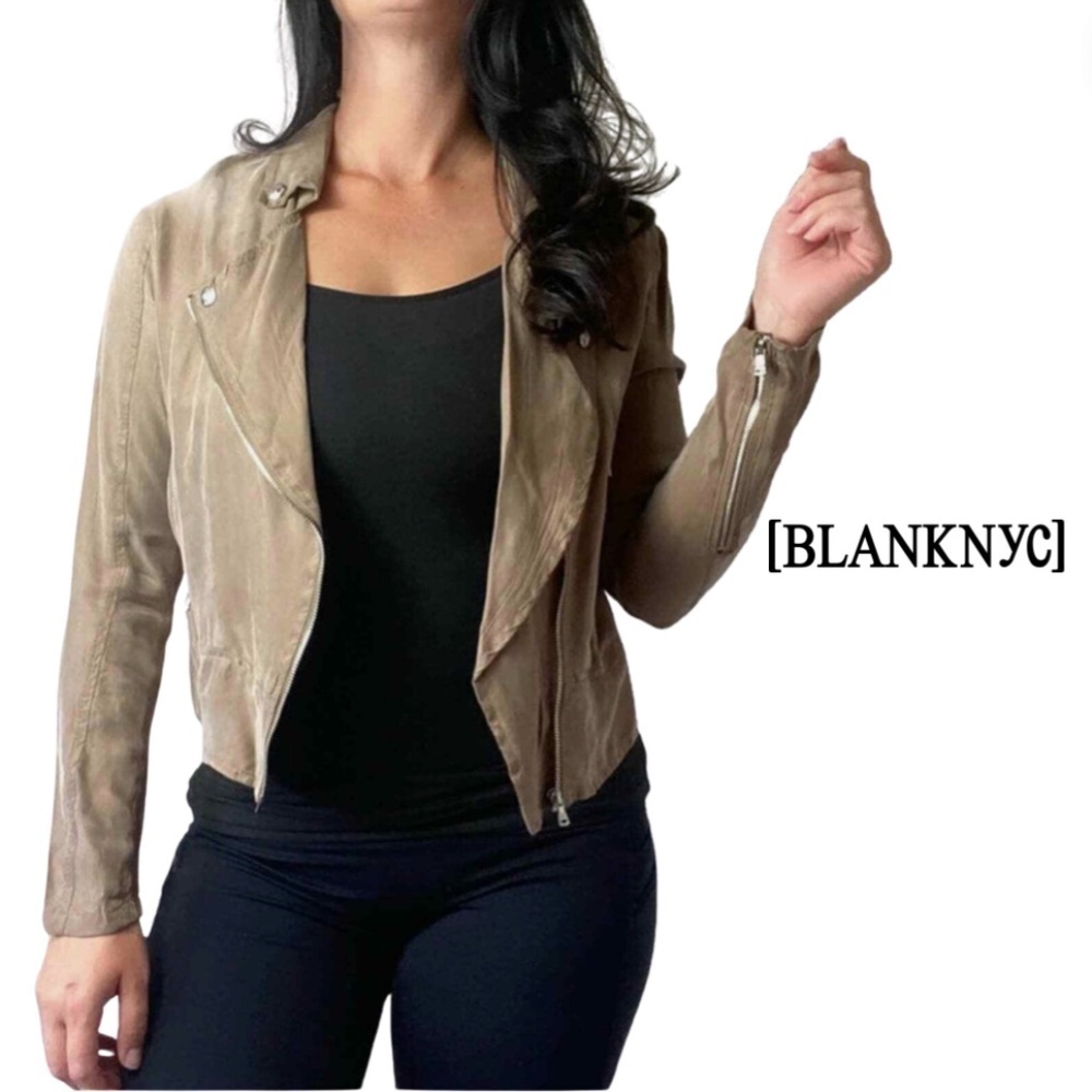 Blank NYC Tan Lightweight Utility Moto Jacket Size Small